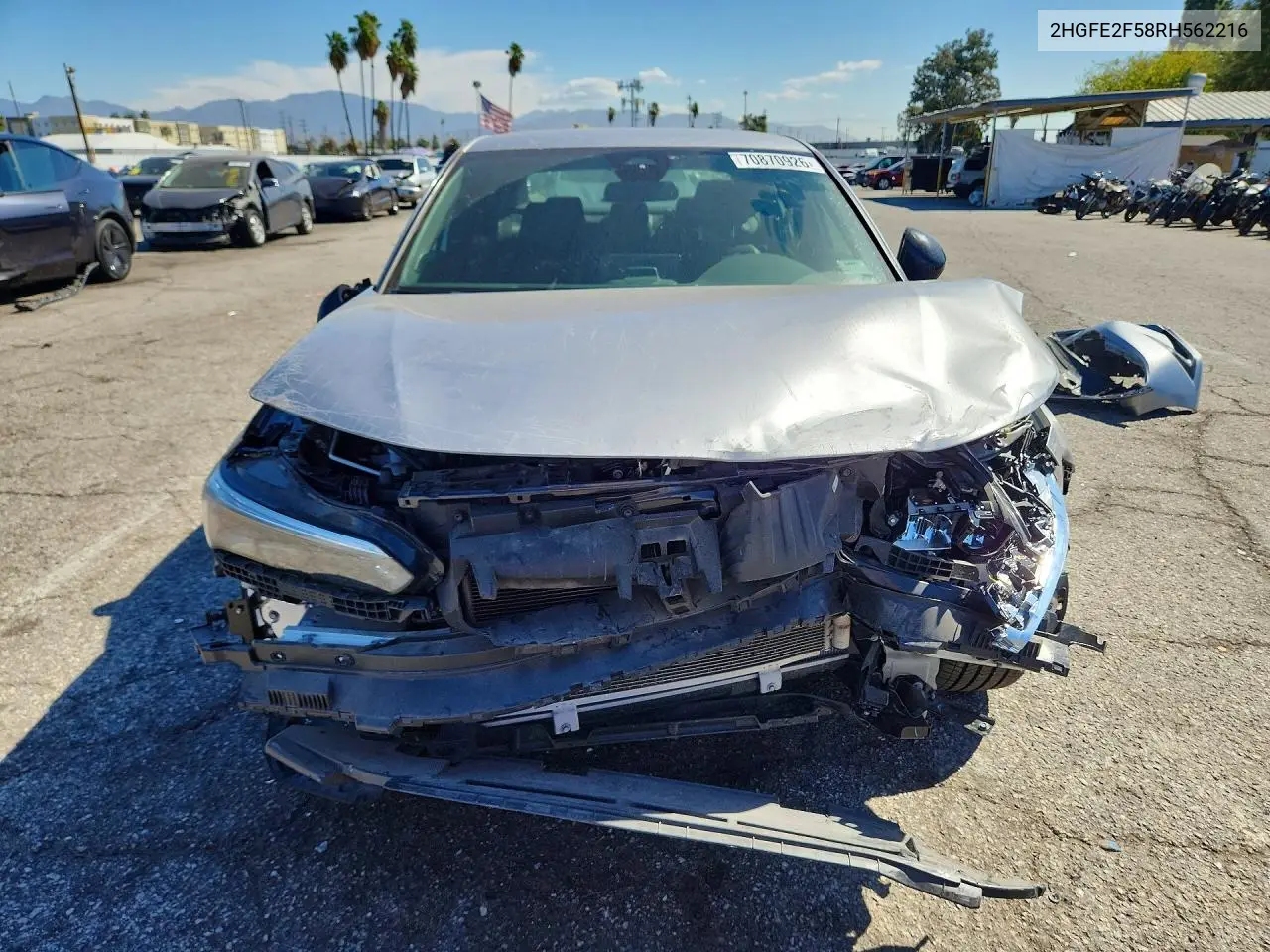 2024 HONDA CIVIC VIN 2HGFE2F58RH562216 — фото 5