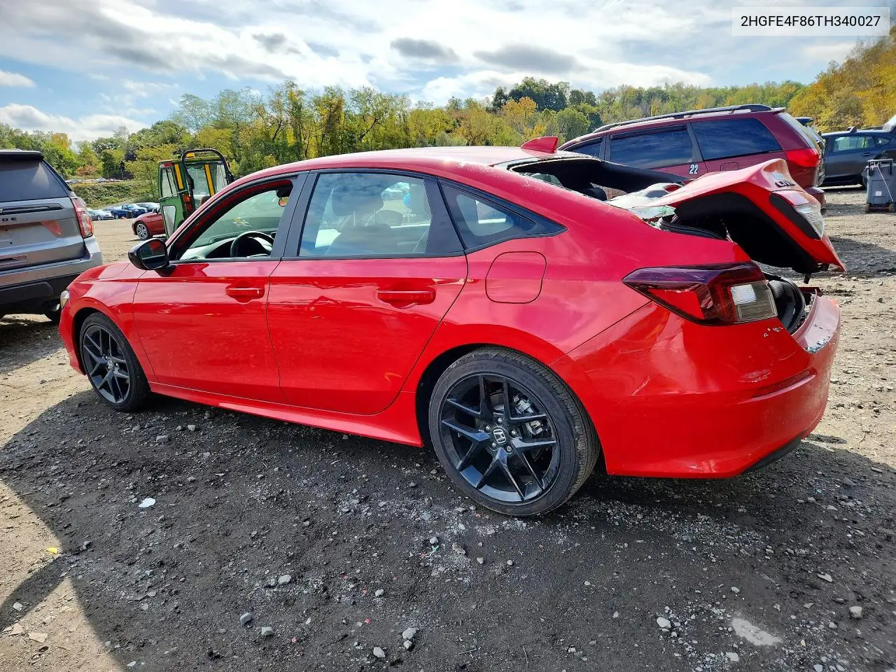 2026 HONDA CIVIC VIN 2HGFE4F86TH340027 — фото 2
