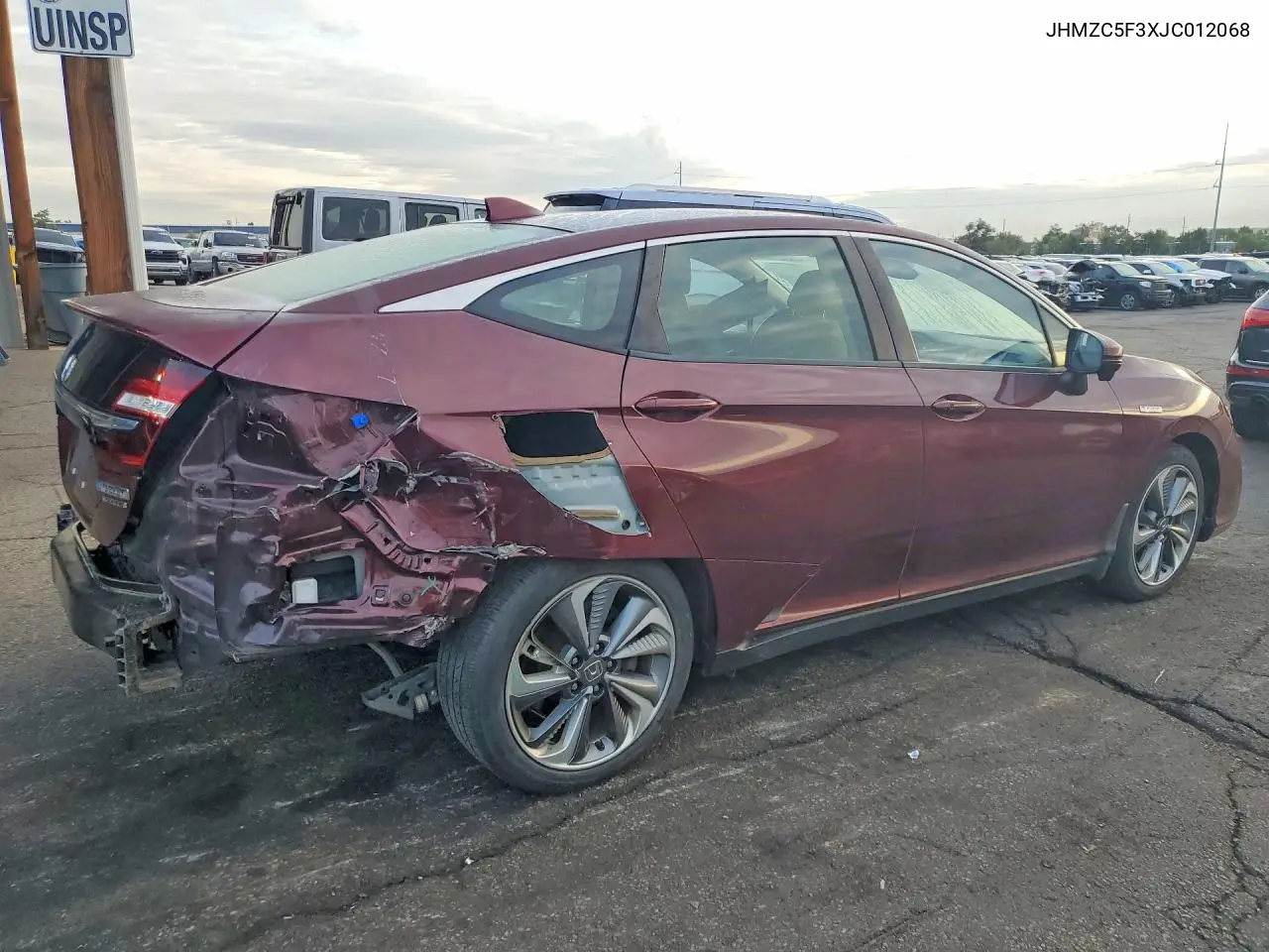 2018 HONDA CLARITY VIN JHMZC5F3XJC012068 — фото 3