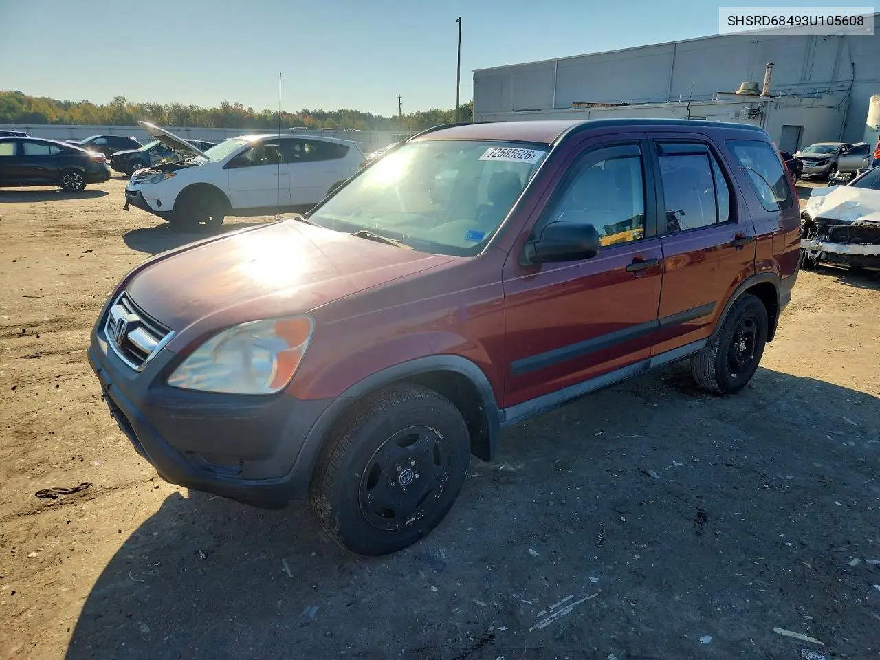 HONDA CR-V 2003, VIN SHSRD68493U105608
