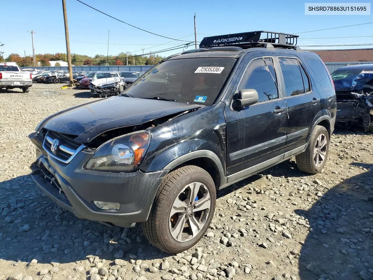 HONDA CR-V 2003, VIN SHSRD78863U151695