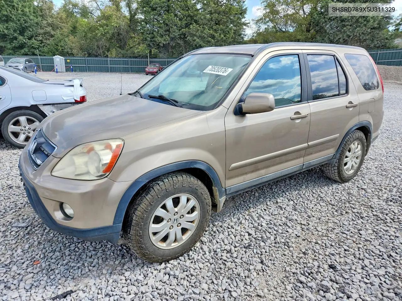 HONDA CR-V 2005, VIN SHSRD789X5U311329