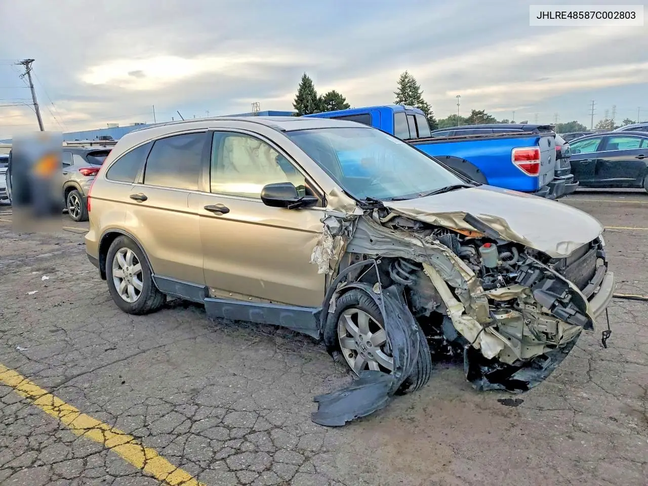 2007 HONDA CR-V VIN JHLRE48587C002803 — фото 4