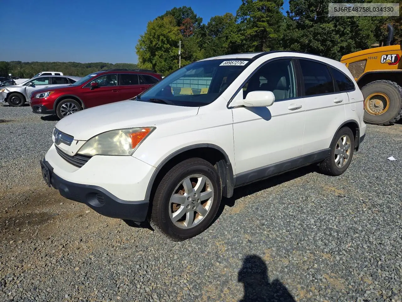 HONDA CR-V 2008, VIN 5J6RE48758L034330