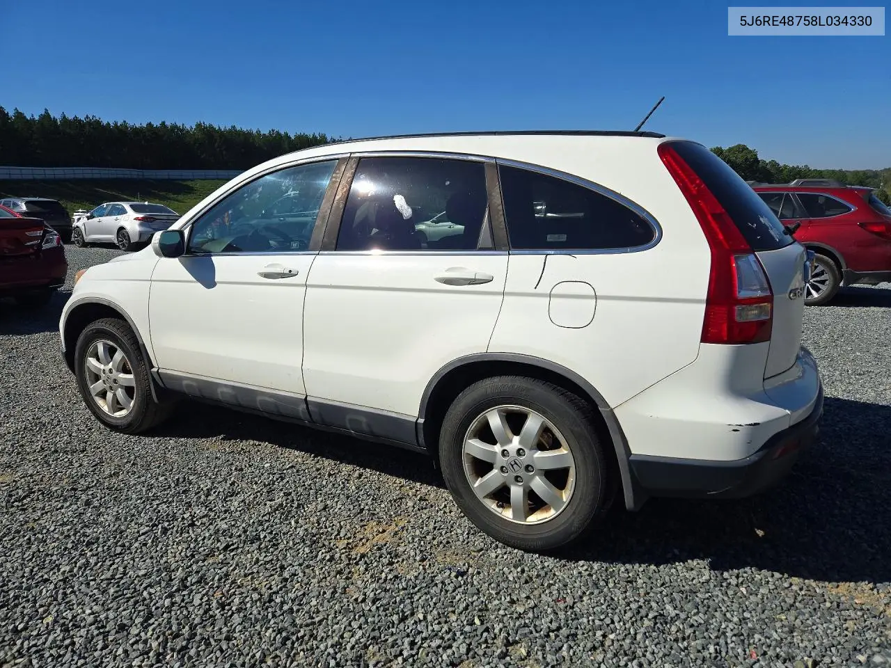 2008 HONDA CR-V VIN 5J6RE48758L034330 — фото 2