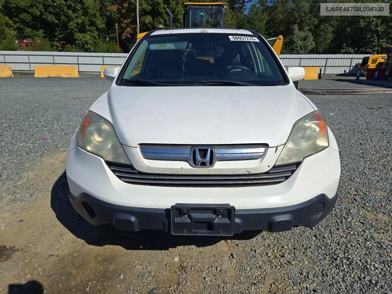 2008 HONDA CR-V VIN 5J6RE48758L034330 — фото 5