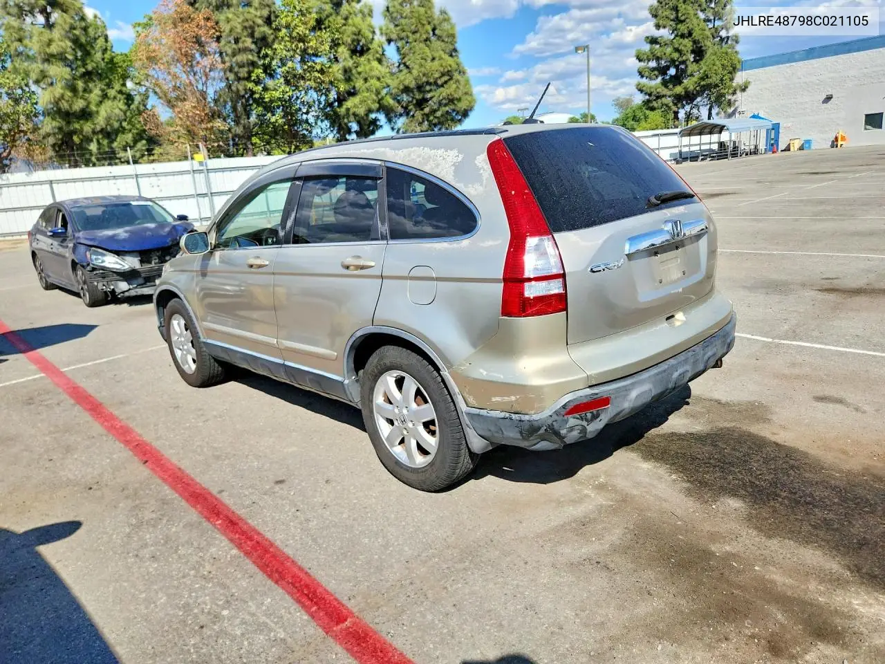 2008 HONDA CR-V VIN JHLRE48798C021105 — фото 2