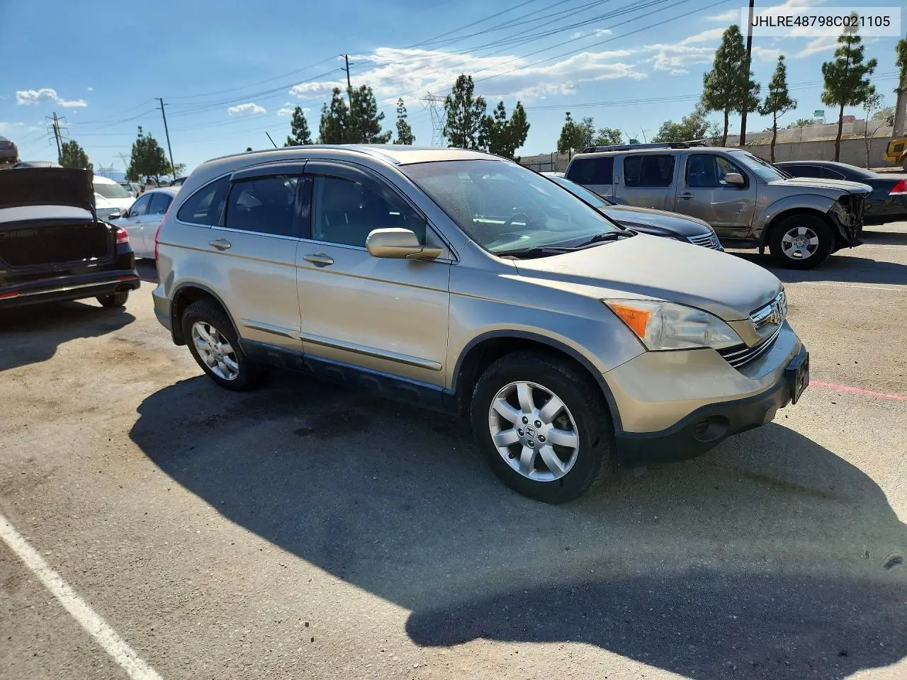 2008 HONDA CR-V VIN JHLRE48798C021105 — фото 4