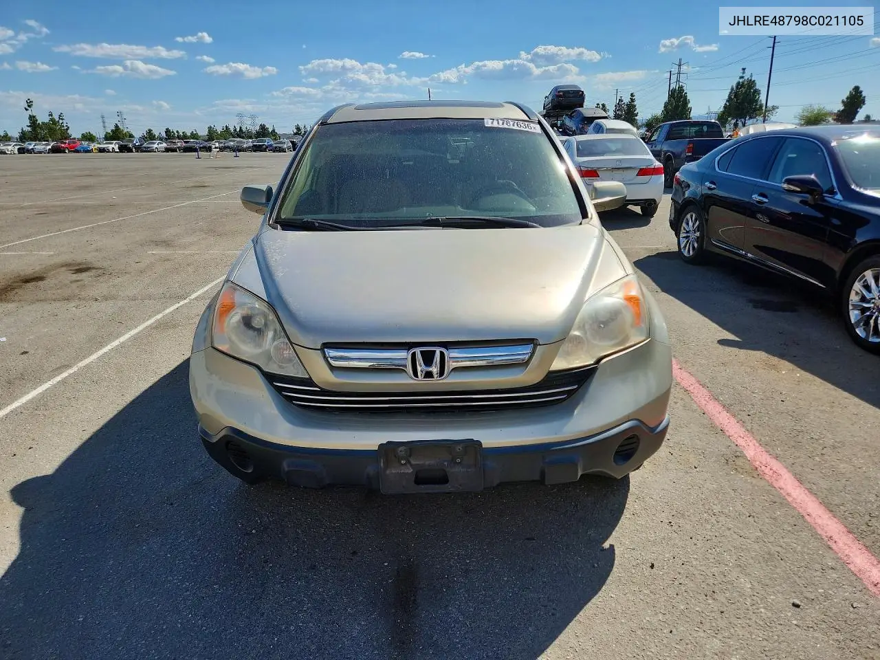 2008 HONDA CR-V VIN JHLRE48798C021105 — фото 5