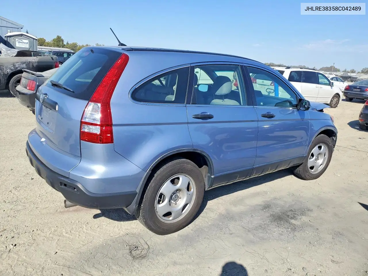2008 HONDA CR-V VIN JHLRE38358C042489 — фото 3