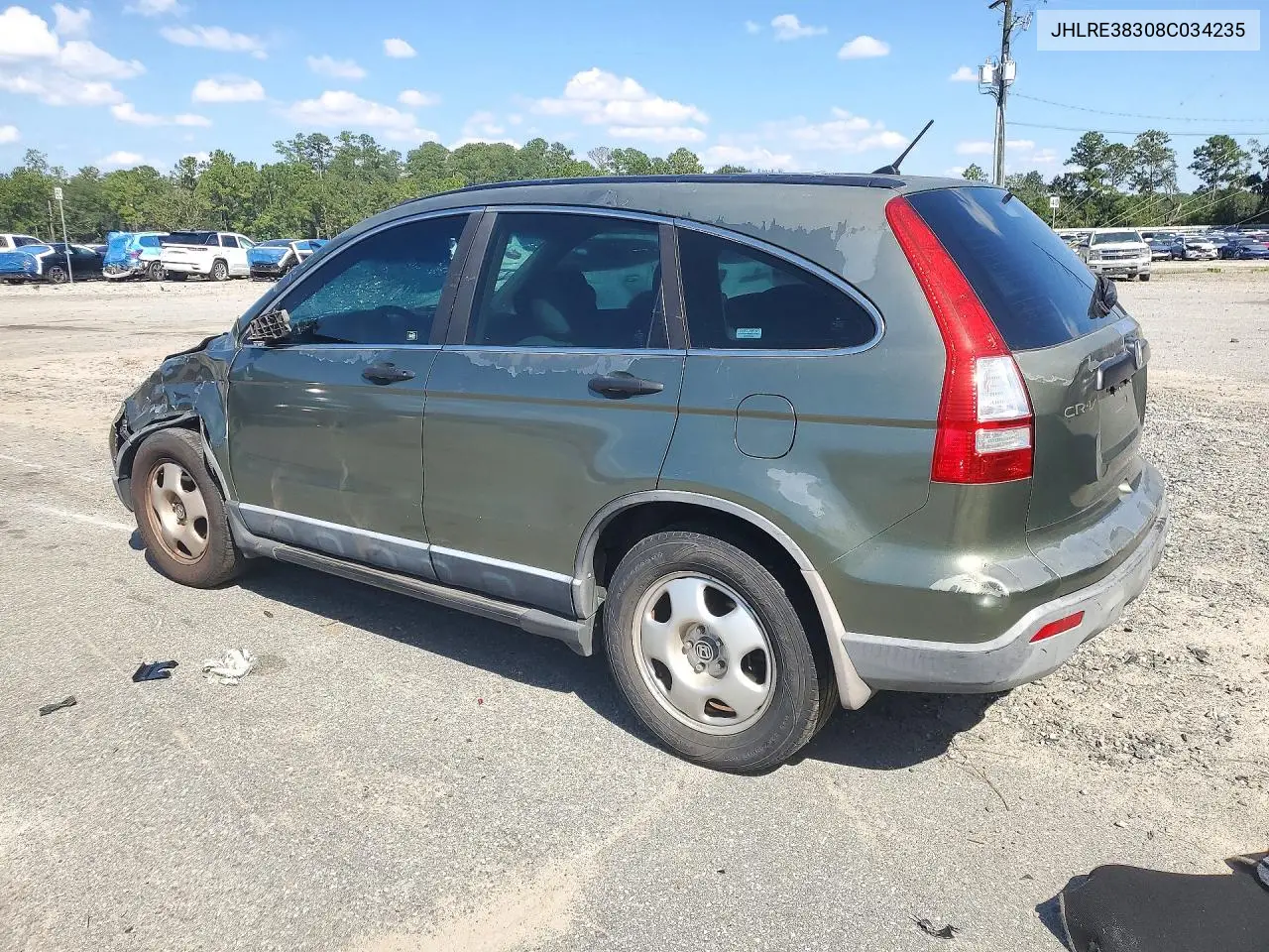2008 HONDA CR-V VIN JHLRE38308C034235 — фото 2