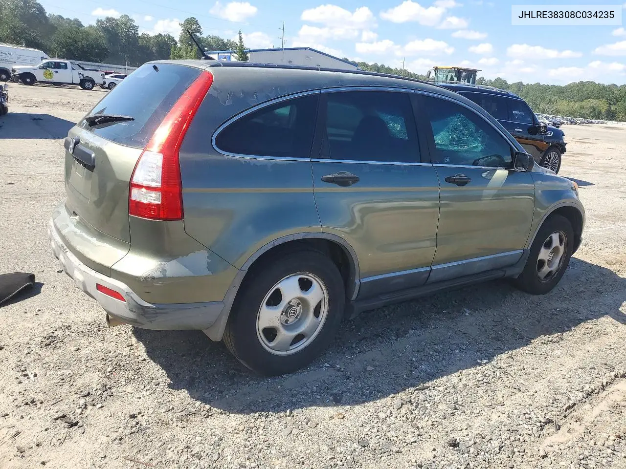 2008 HONDA CR-V VIN JHLRE38308C034235 — фото 3