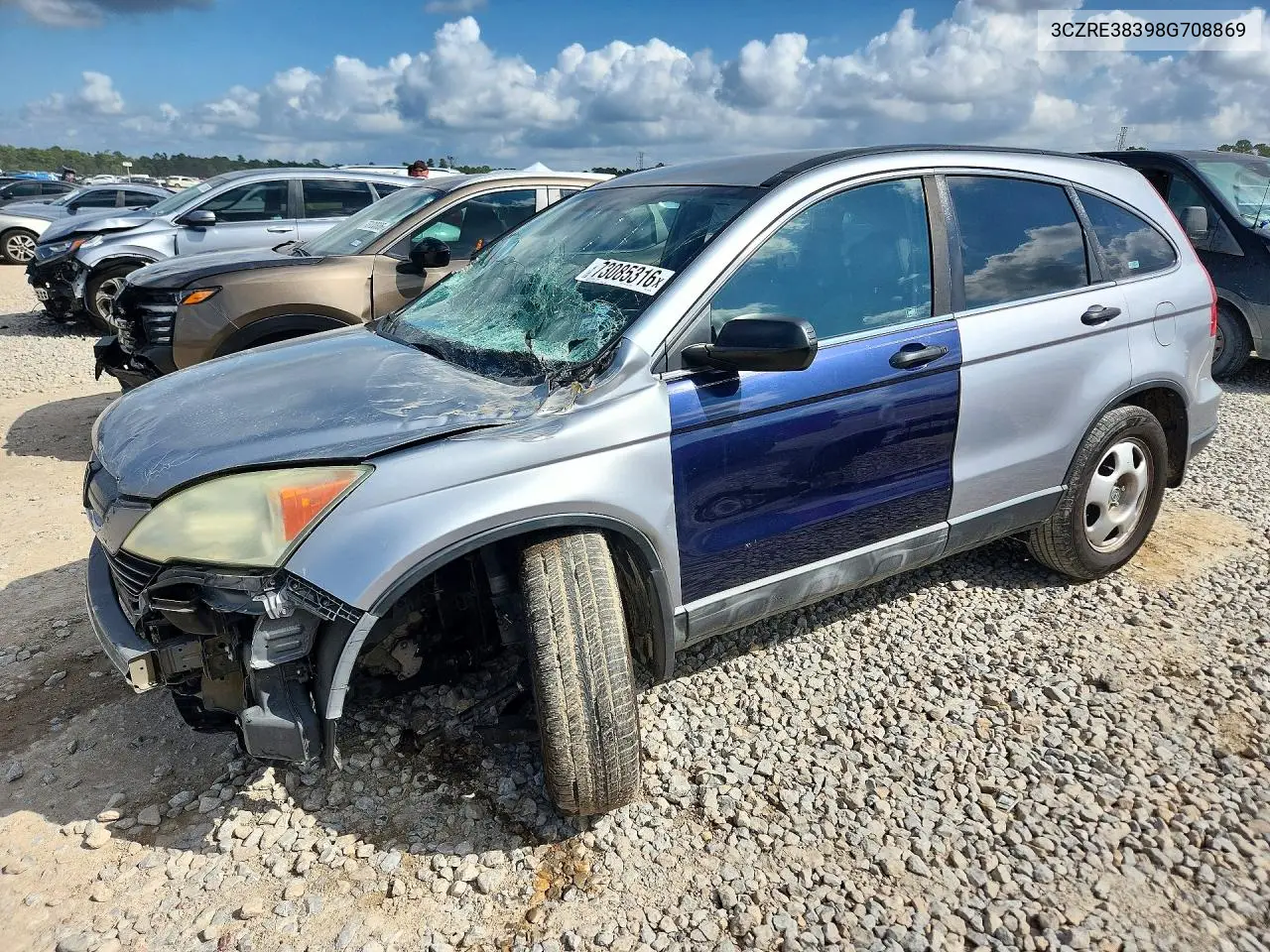 HONDA CR-V 2008, VIN 3CZRE38398G708869