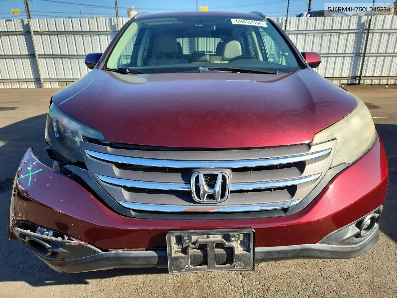 2012 HONDA CR-V VIN 5J6RM4H75CL045534 — фото 5