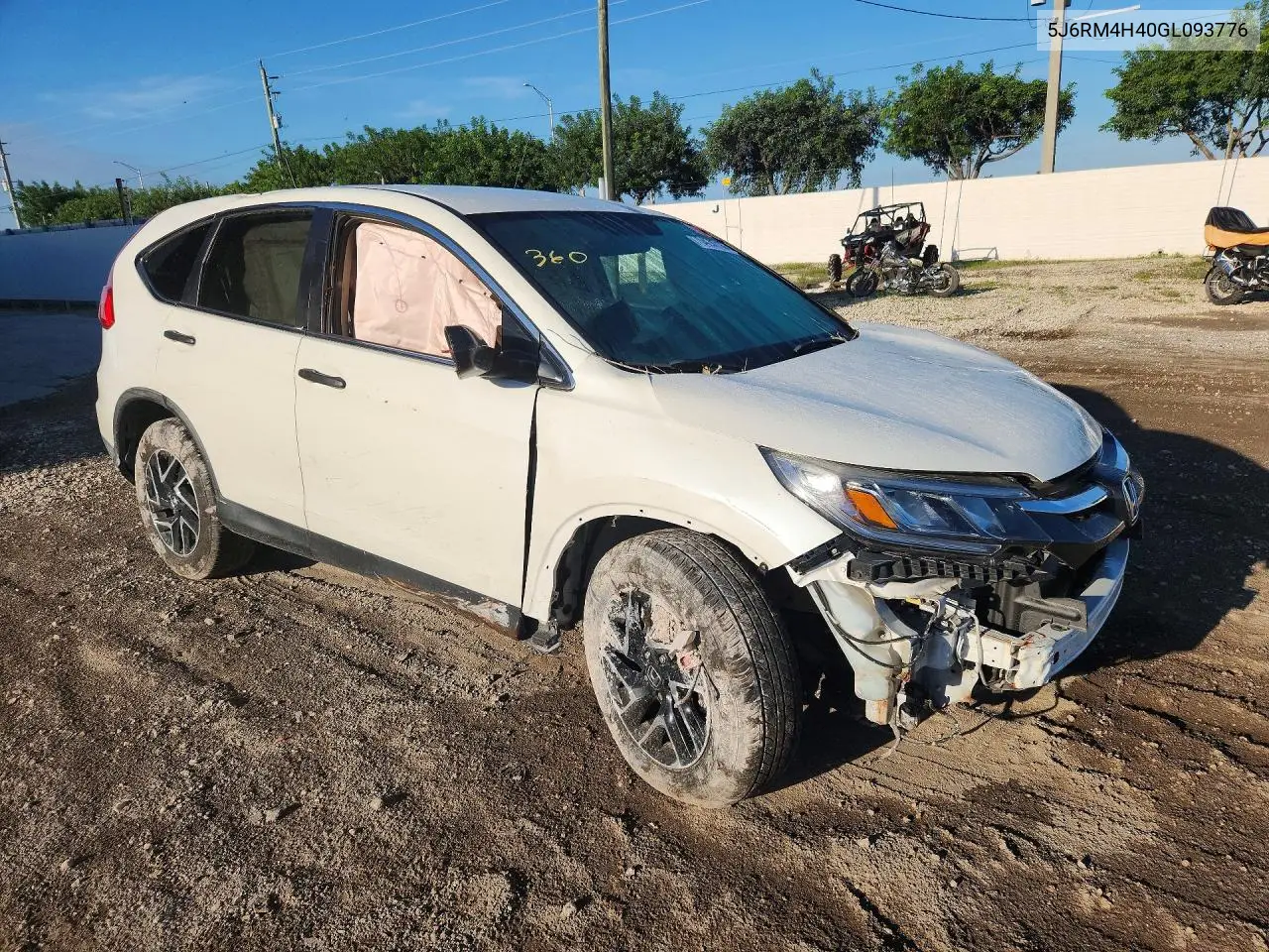 2016 HONDA CR-V VIN 5J6RM4H40GL093776 — фото 4
