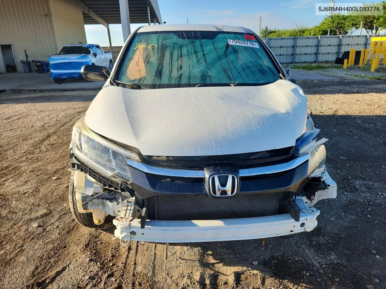 2016 HONDA CR-V VIN 5J6RM4H40GL093776 — фото 5