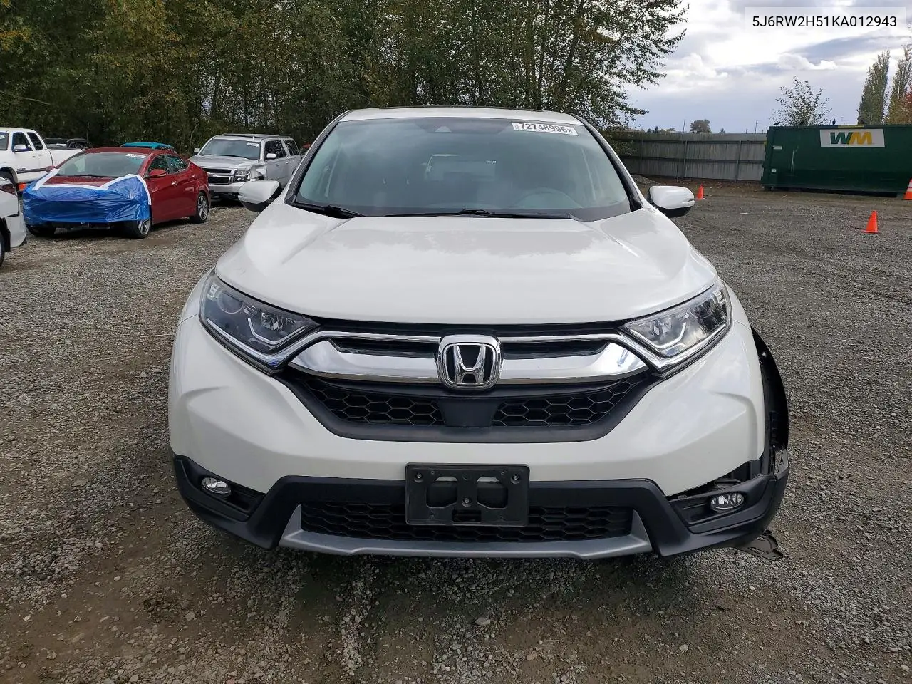 2019 HONDA CR-V VIN 5J6RW2H51KA012943 — фото 5