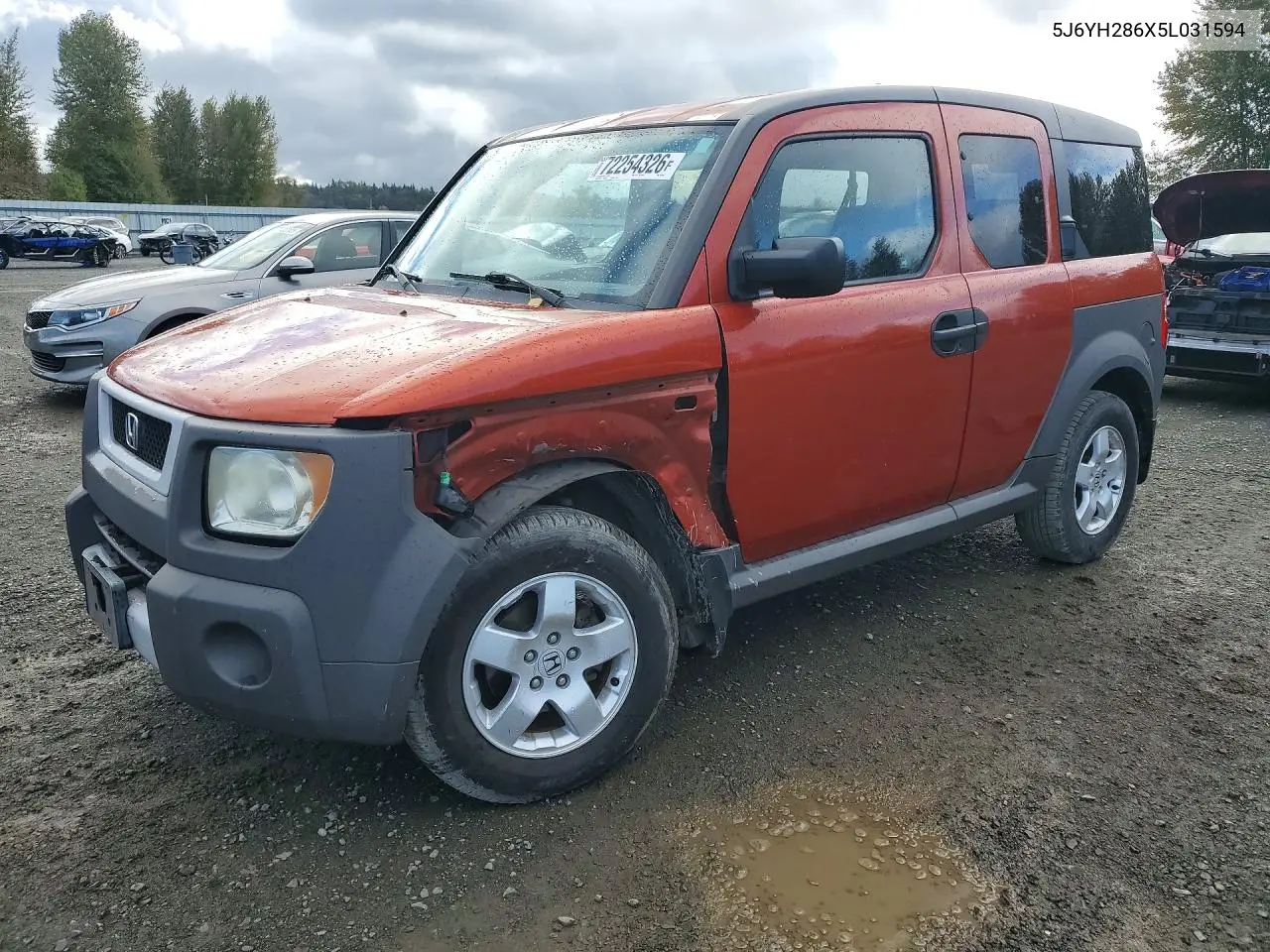HONDA ELEMENT 2005, VIN 5J6YH286X5L031594