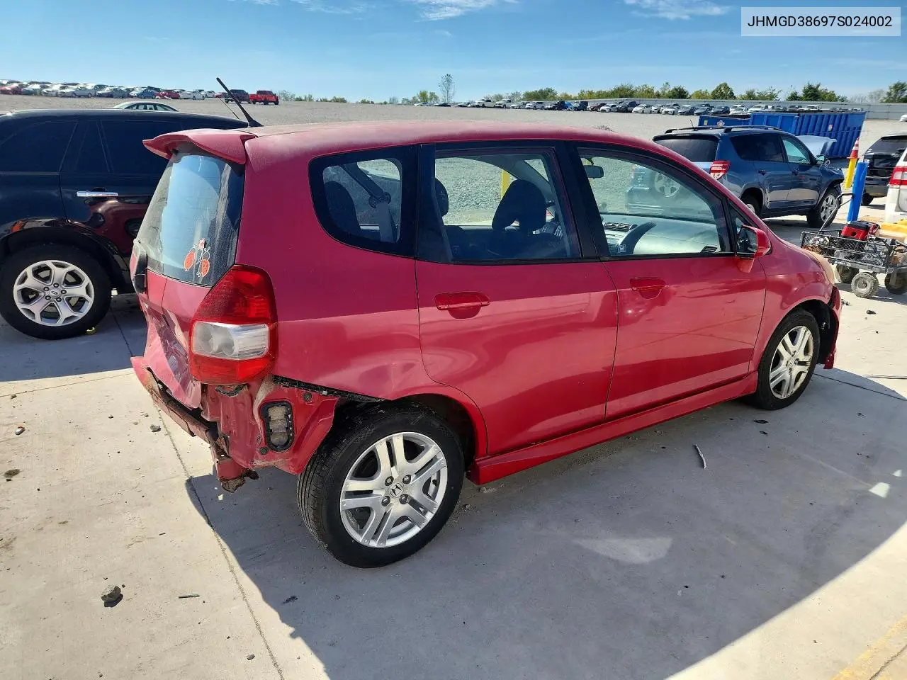 2007 HONDA FIT VIN JHMGD38697S024002 — фото 3