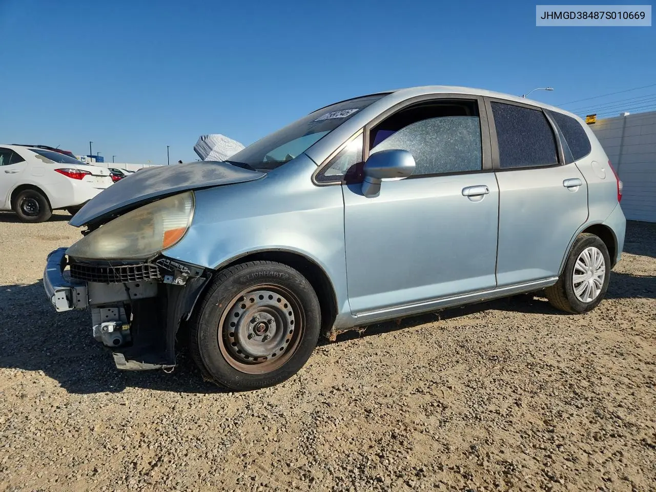 HONDA FIT 2007, VIN JHMGD38487S010669