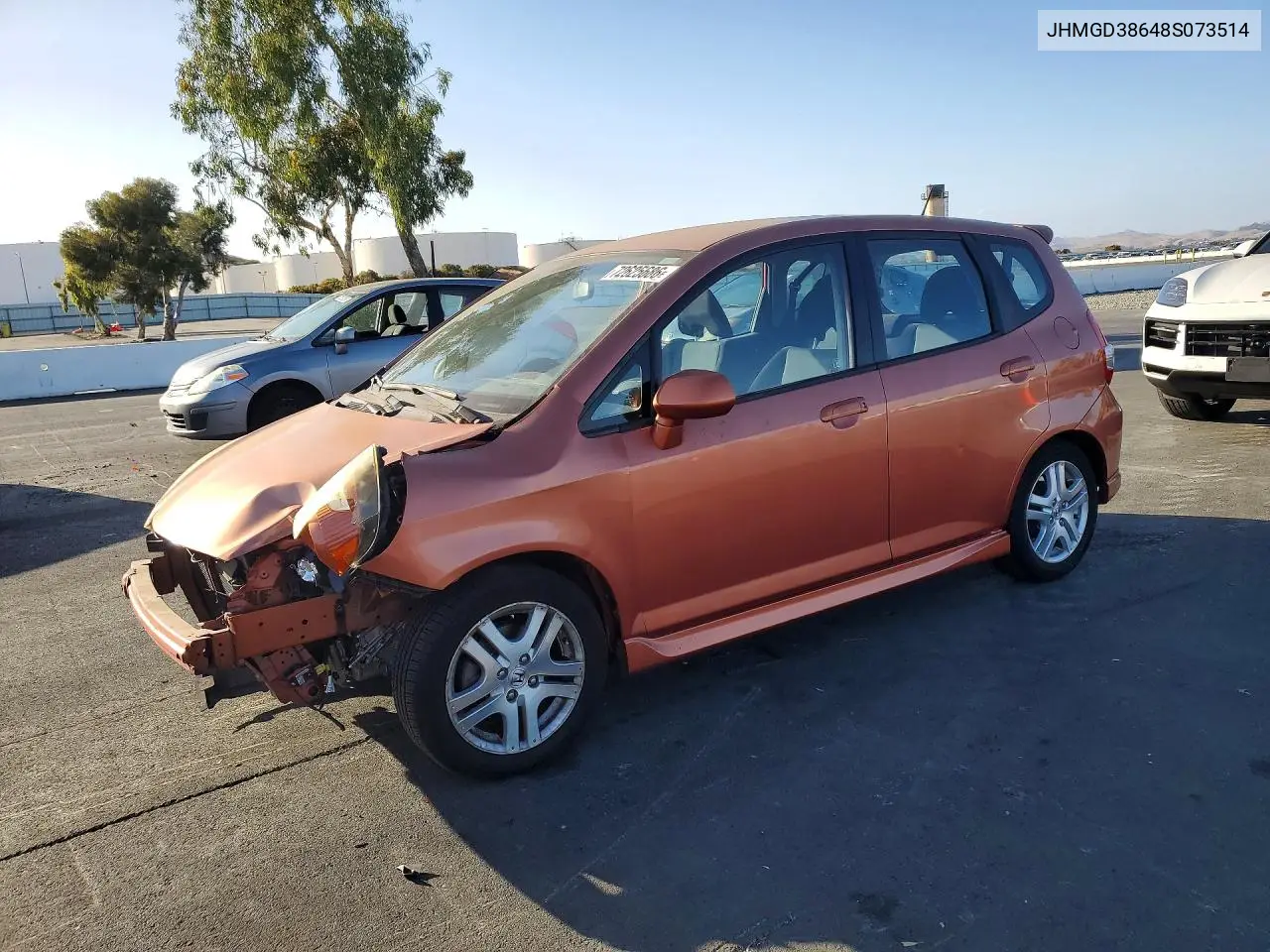 HONDA FIT 2008, VIN JHMGD38648S073514
