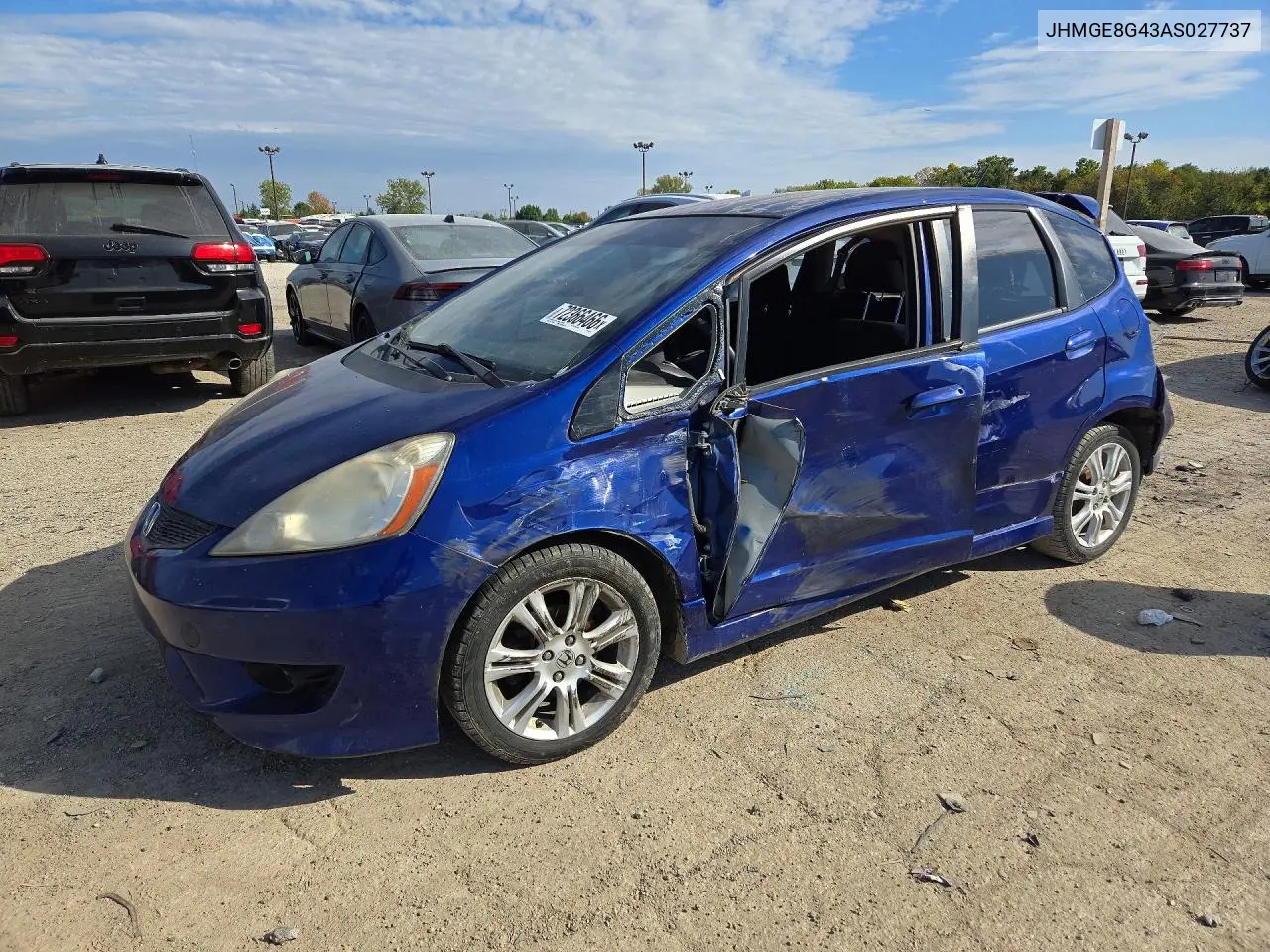 HONDA FIT 2010, VIN JHMGE8G43AS027737