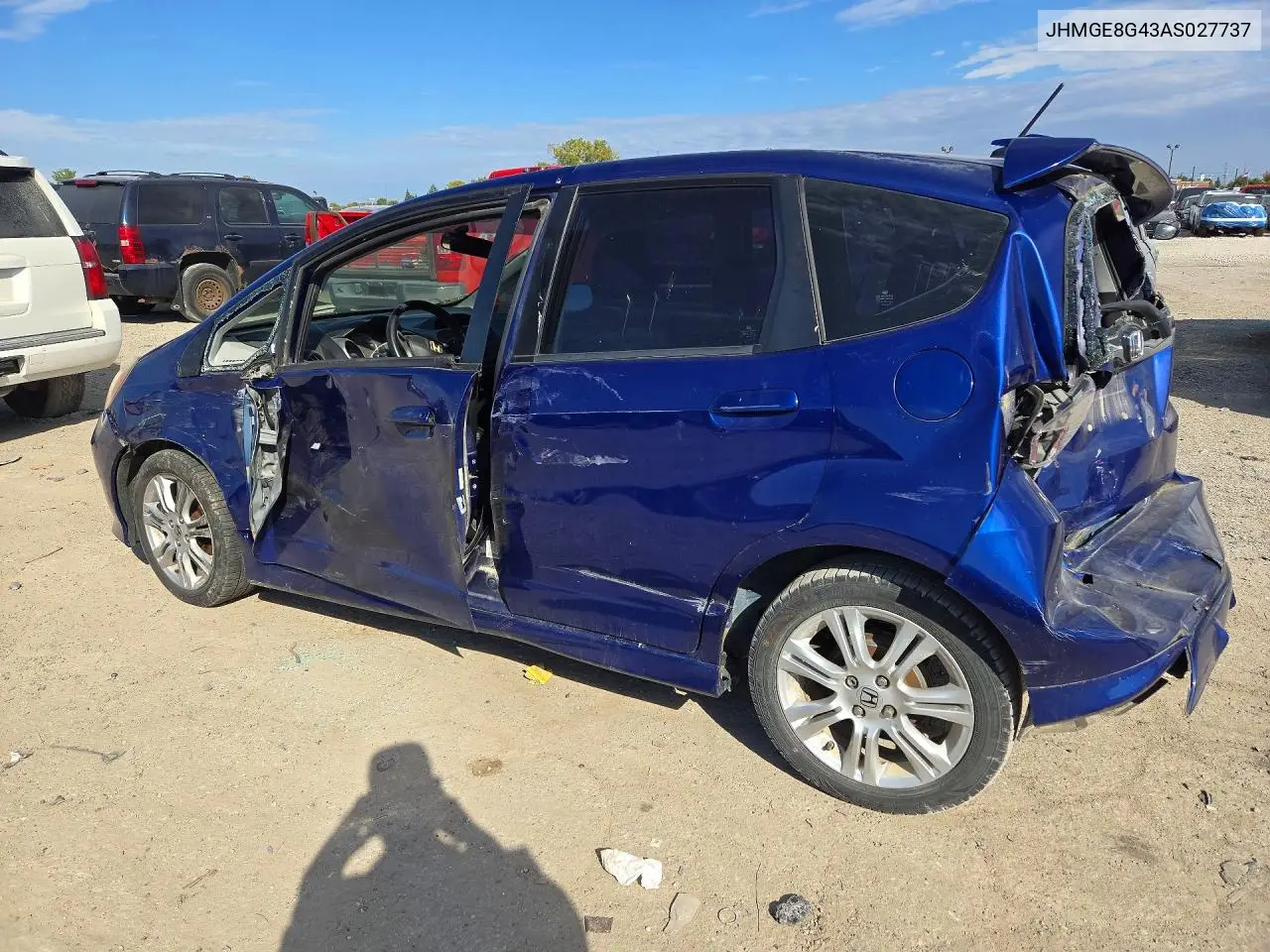 2010 HONDA FIT VIN JHMGE8G43AS027737 — фото 2