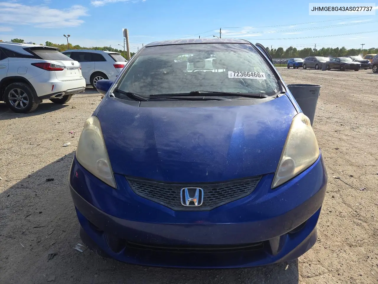 2010 HONDA FIT VIN JHMGE8G43AS027737 — фото 5