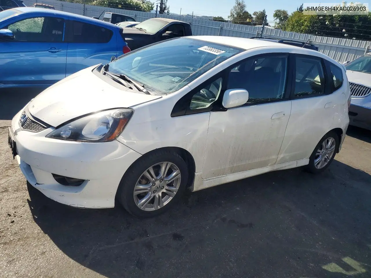 HONDA FIT 2010, VIN JHMGE8H4XAC026903