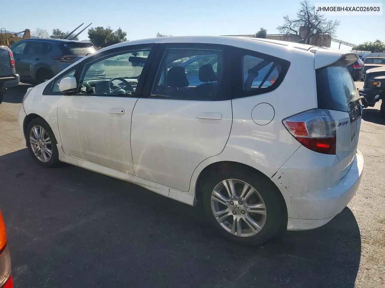 2010 HONDA FIT VIN JHMGE8H4XAC026903 — фото 2