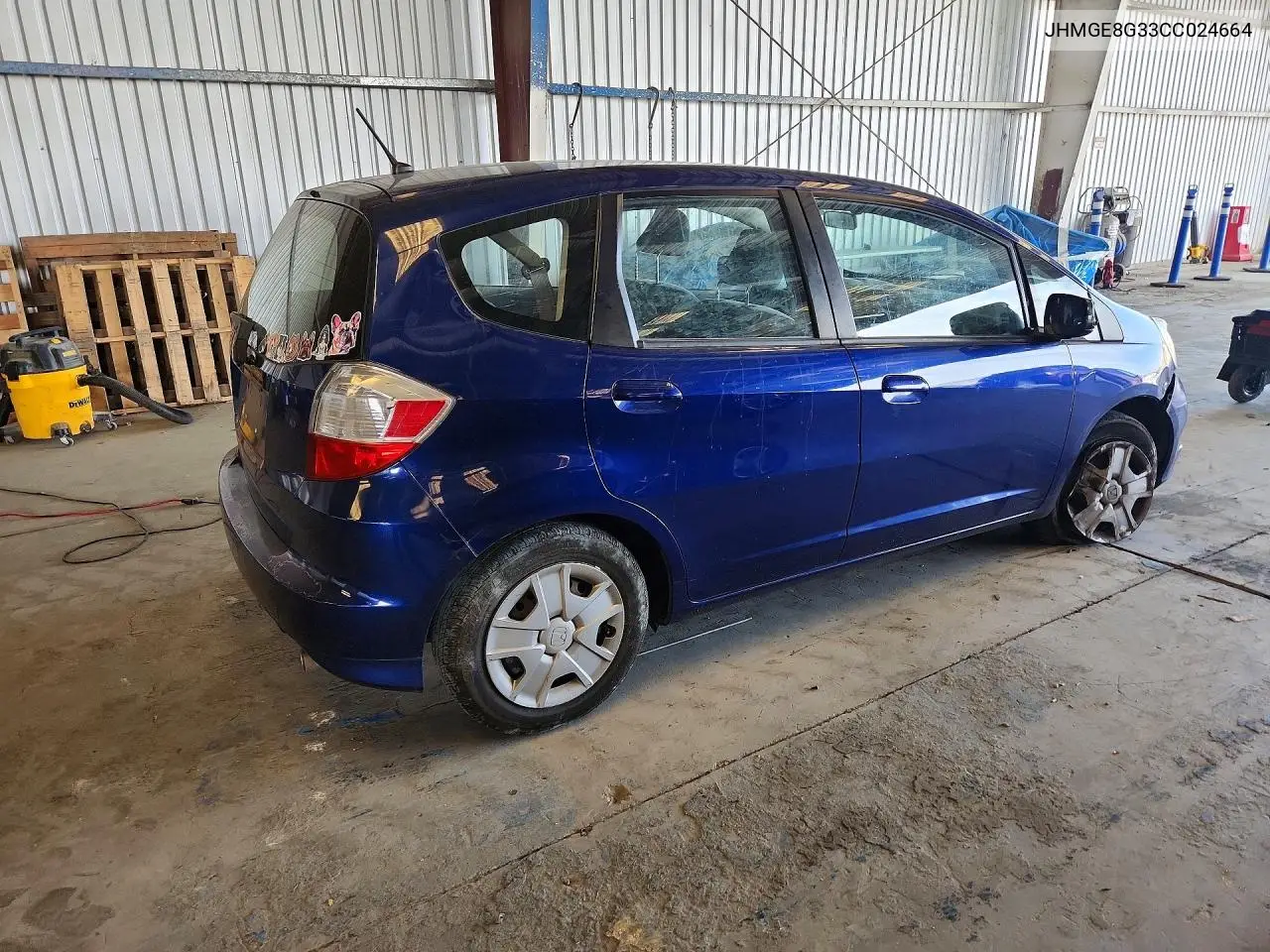 2012 HONDA FIT VIN JHMGE8G33CC024664 — фото 3