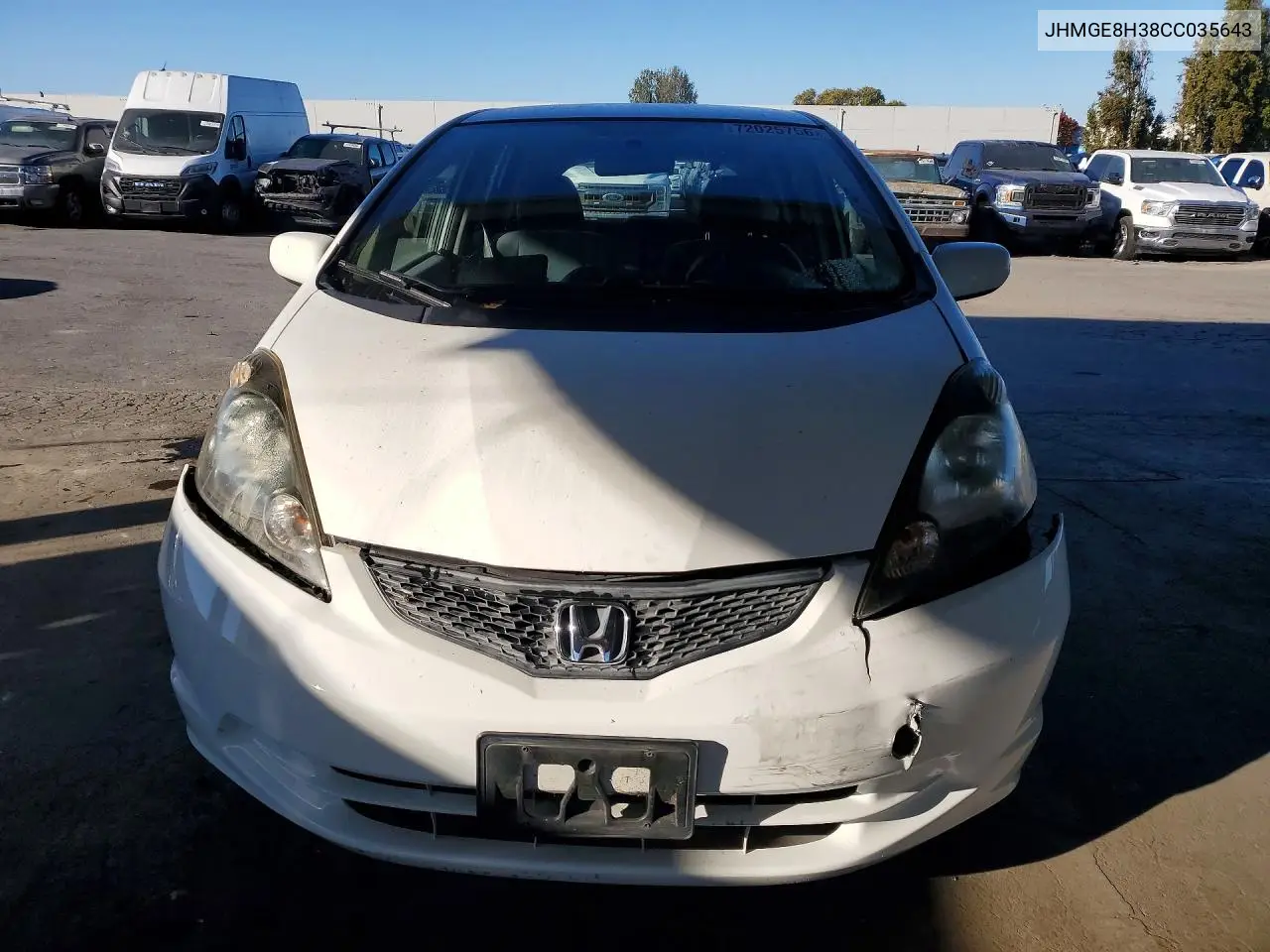 2012 HONDA FIT VIN JHMGE8H38CC035643 — фото 5