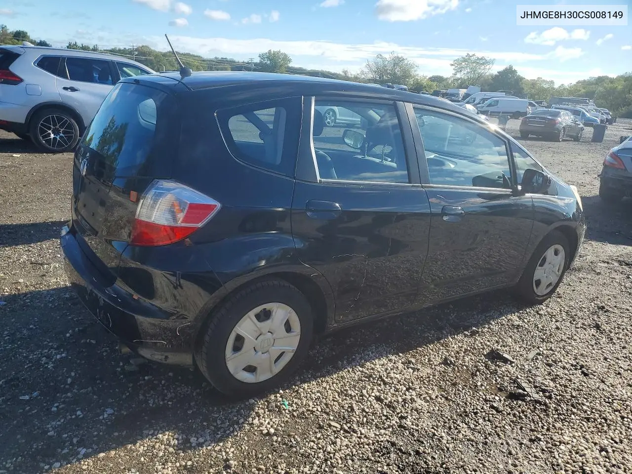 2012 HONDA FIT VIN JHMGE8H30CS008149 — фото 3