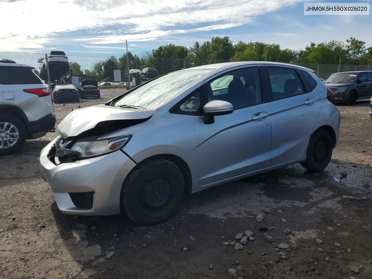 HONDA FIT 2016, VIN JHMGK5H55GX026020
