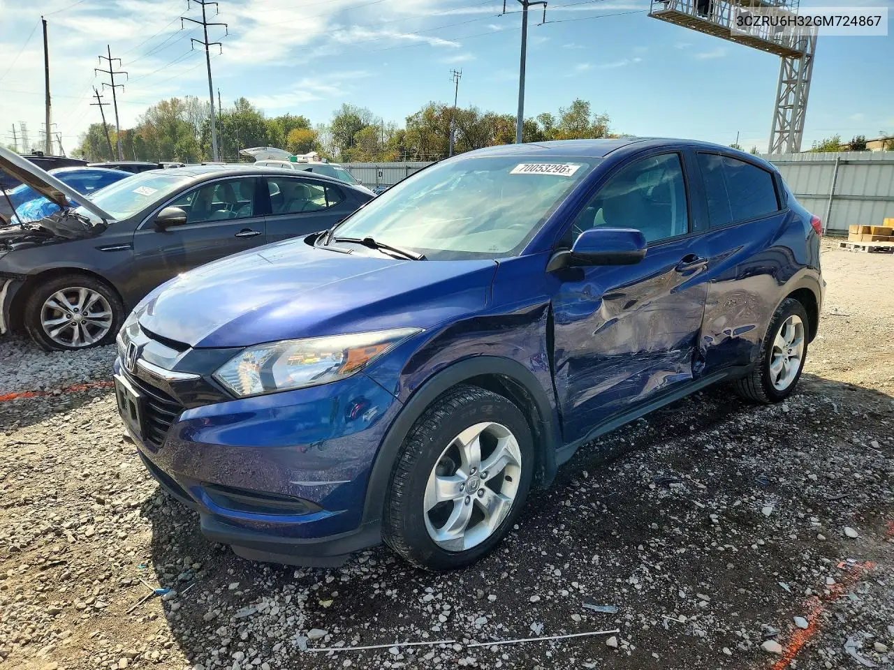 HONDA HR-V 2016, VIN 3CZRU6H32GM724867