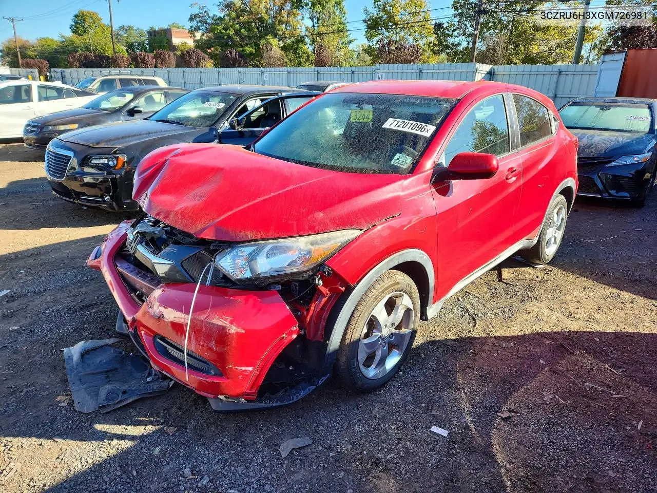 HONDA HR-V 2016, VIN 3CZRU6H3XGM726981