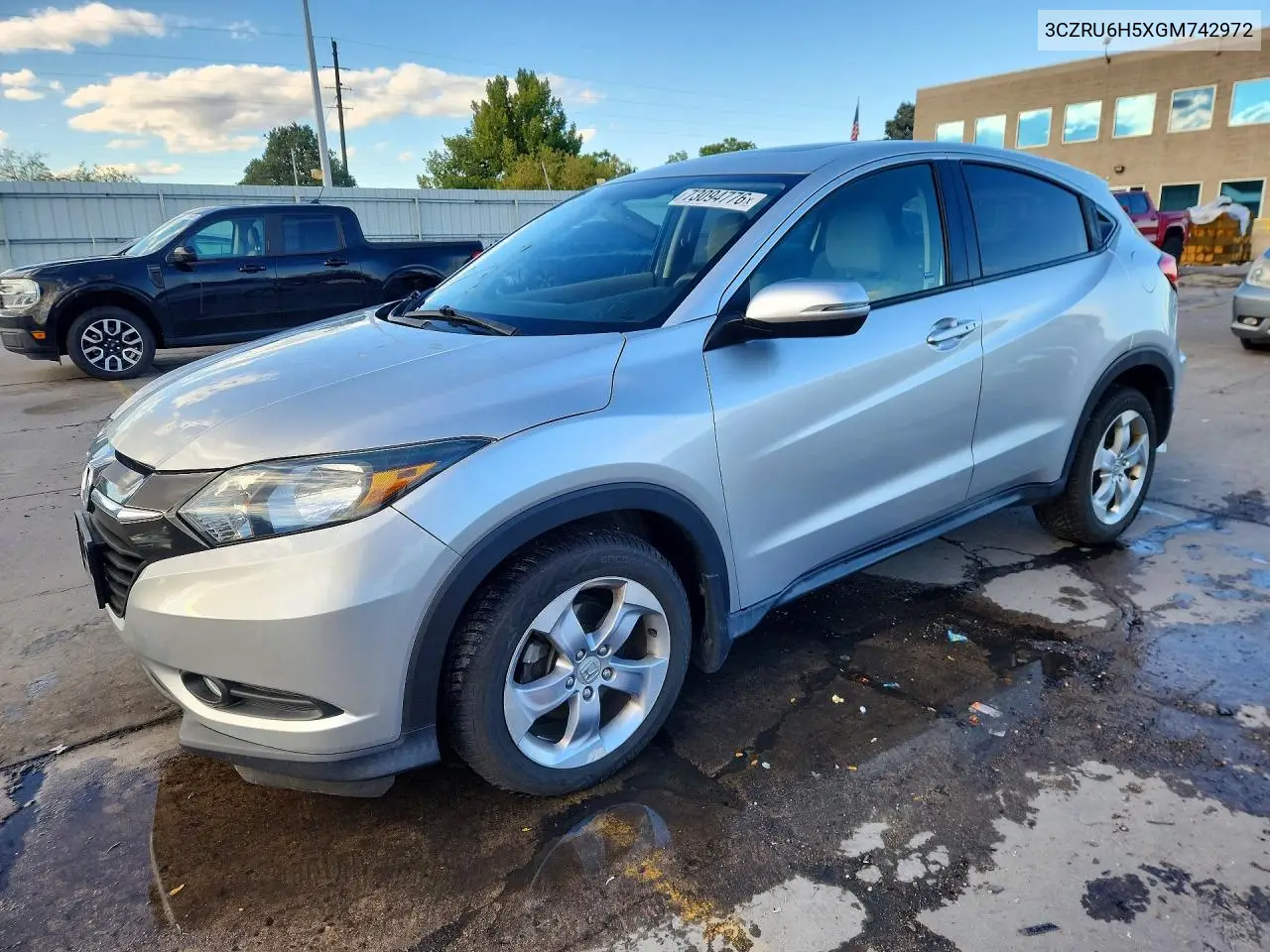 HONDA HR-V 2016, VIN 3CZRU6H5XGM742972