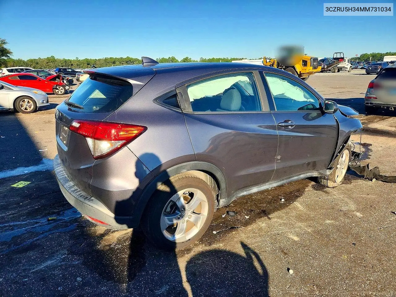 2021 HONDA HR-V VIN 3CZRU5H34MM731034 — фото 3