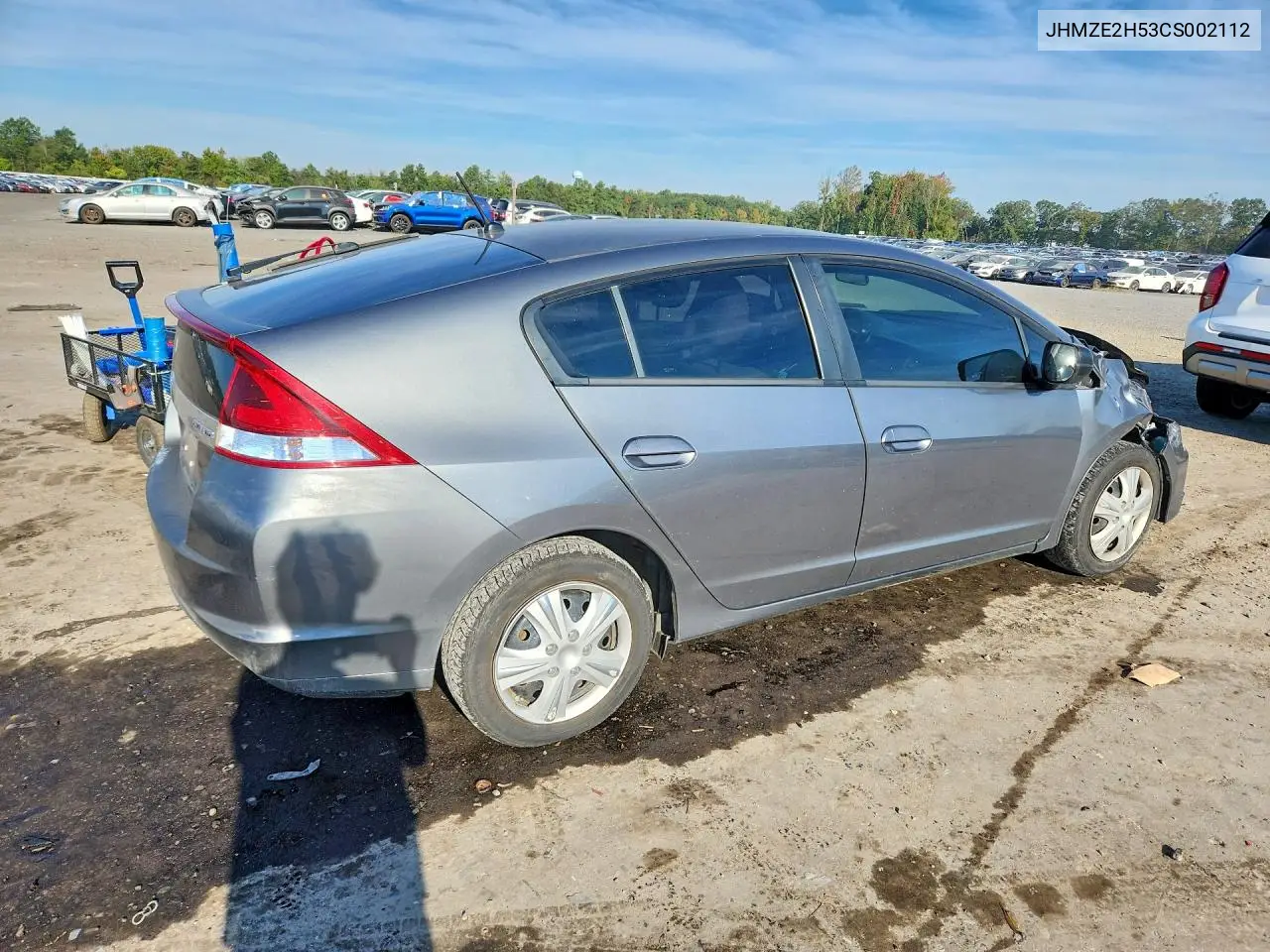 2012 HONDA INSIGHT VIN JHMZE2H53CS002112 — фото 3