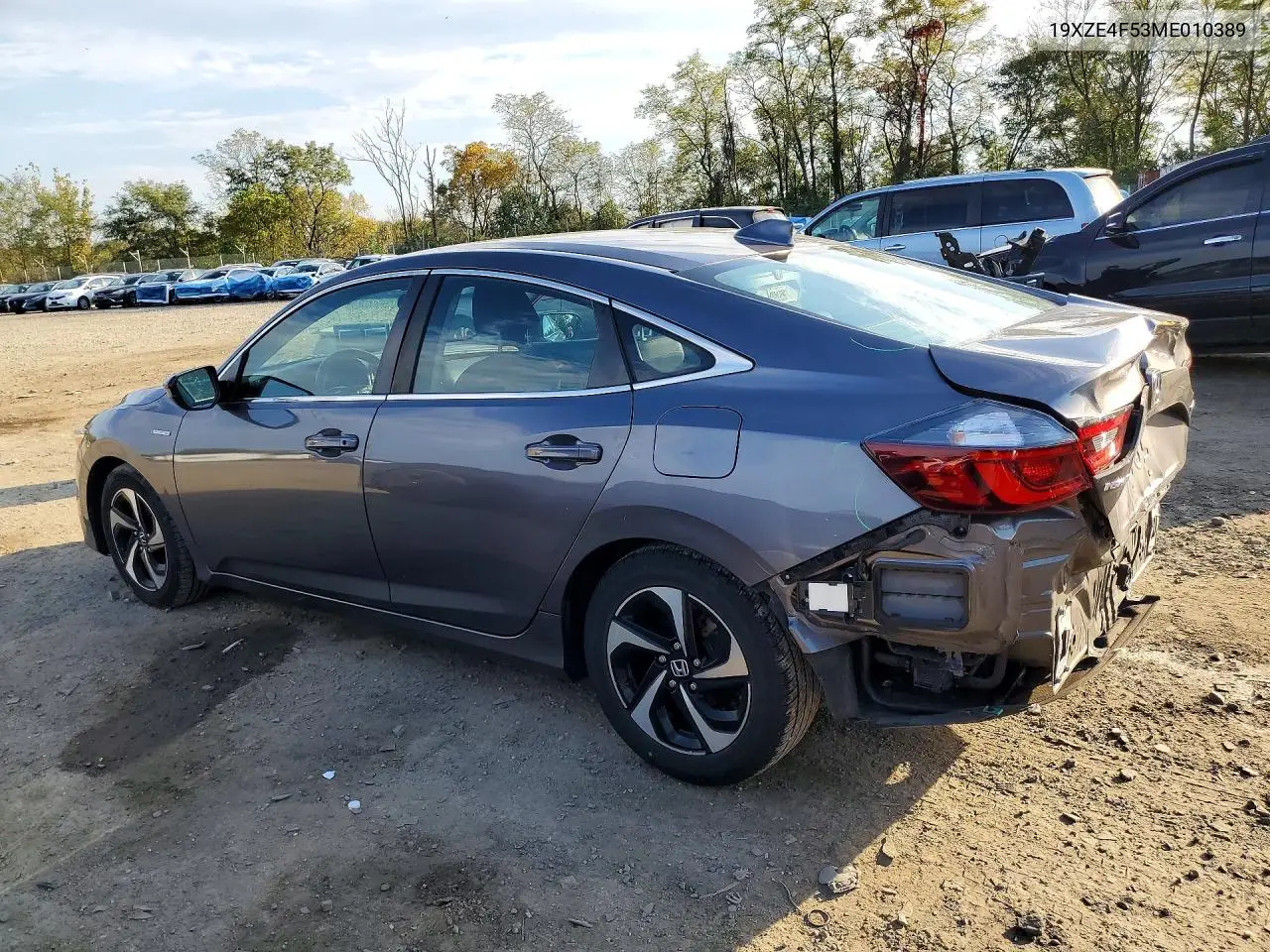 2021 HONDA INSIGHT VIN 19XZE4F53ME010389 — фото 2