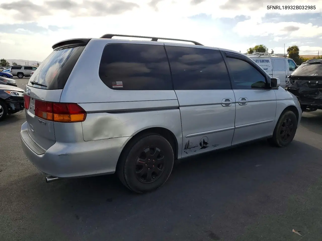 2002 HONDA ODYSSEY VIN 5FNRL18932B032985 — фото 3