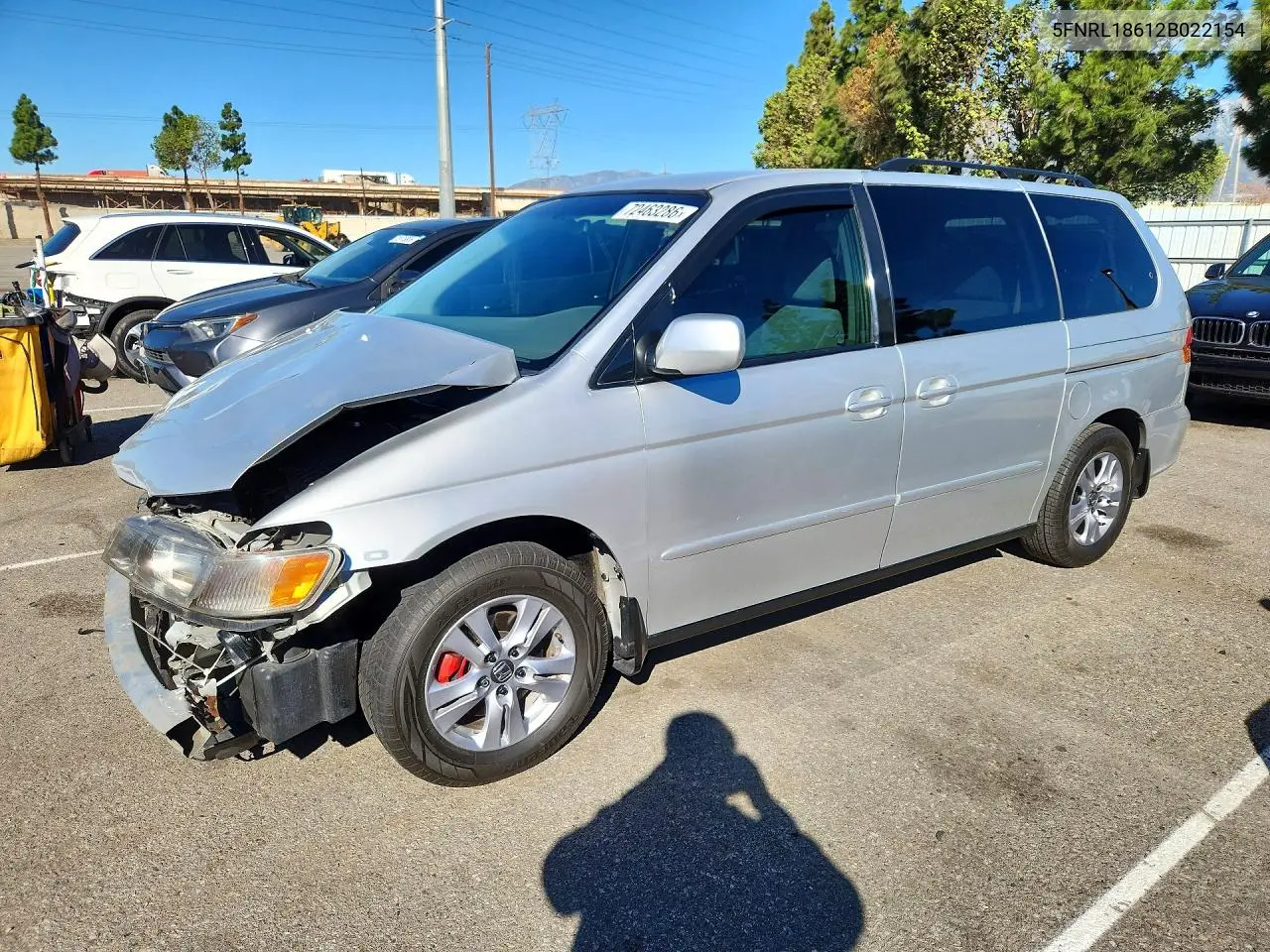 HONDA ODYSSEY 2002, VIN 5FNRL18612B022154
