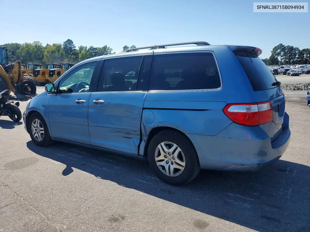 2005 HONDA ODYSSEY VIN 5FNRL38715B094934 — фото 2