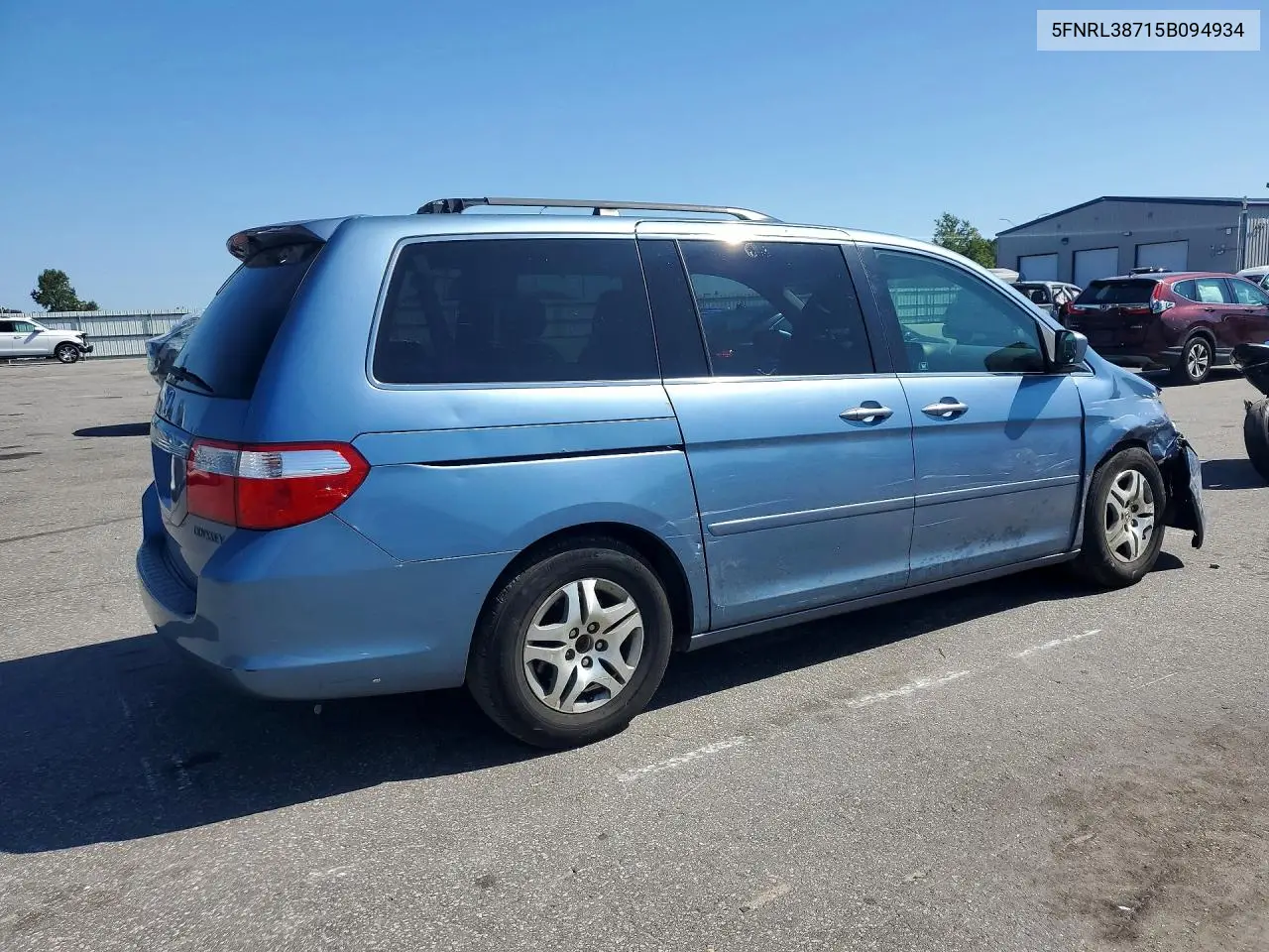 2005 HONDA ODYSSEY VIN 5FNRL38715B094934 — фото 3
