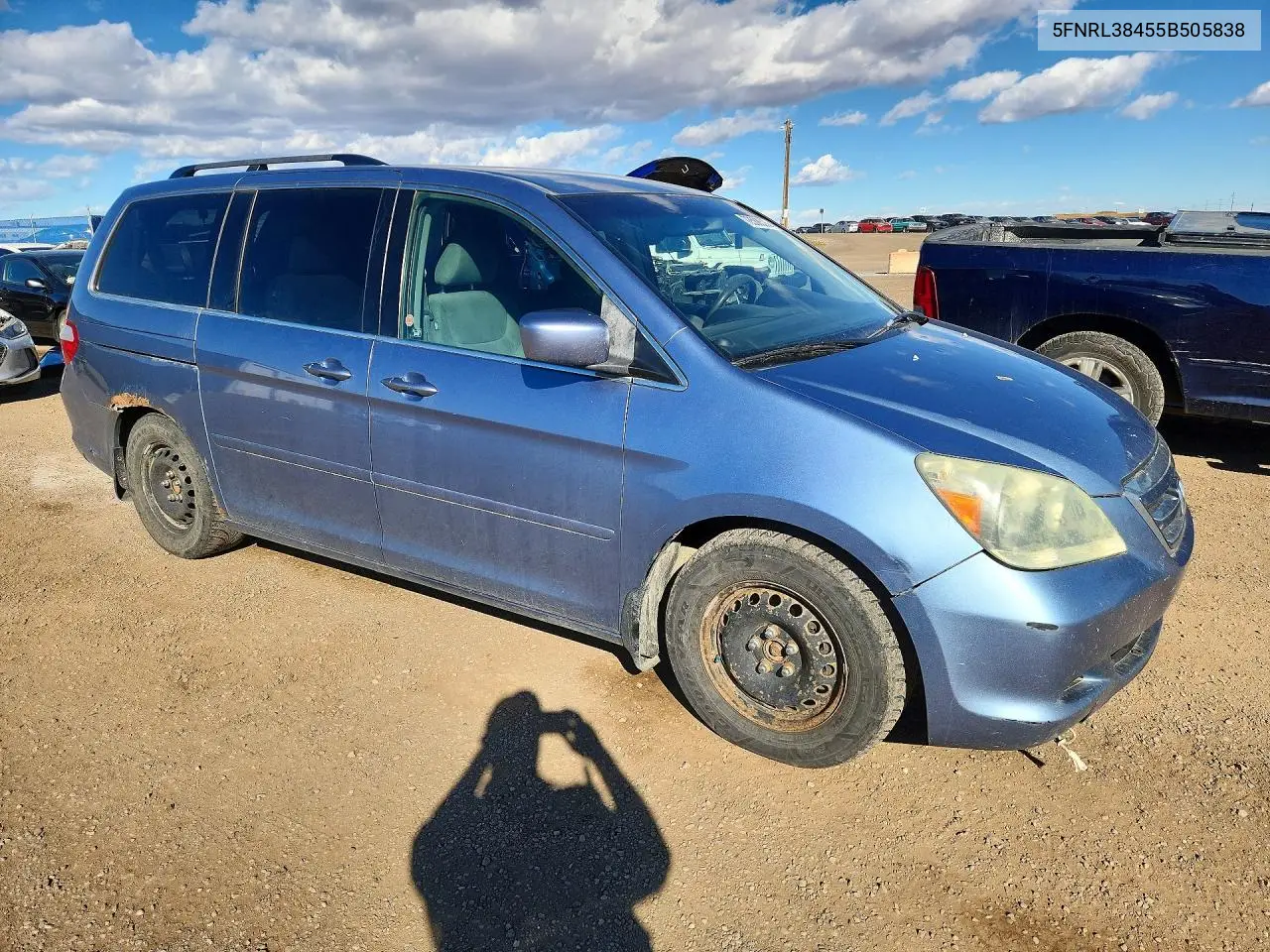 2005 HONDA ODYSSEY VIN 5FNRL38455B505838 — фото 4