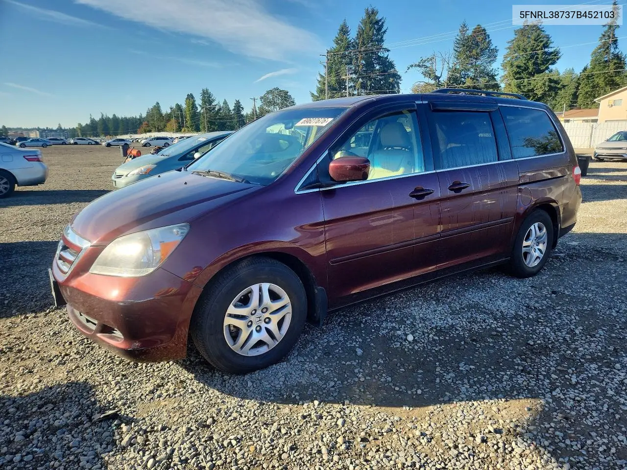 HONDA ODYSSEY 2007, VIN 5FNRL38737B452103