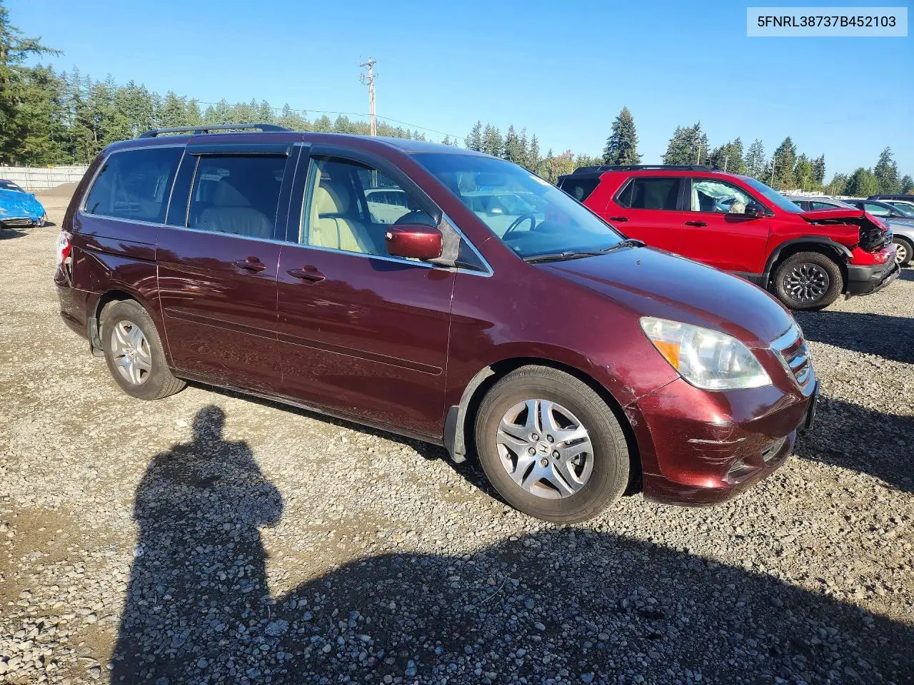 2007 HONDA ODYSSEY VIN 5FNRL38737B452103 — фото 4