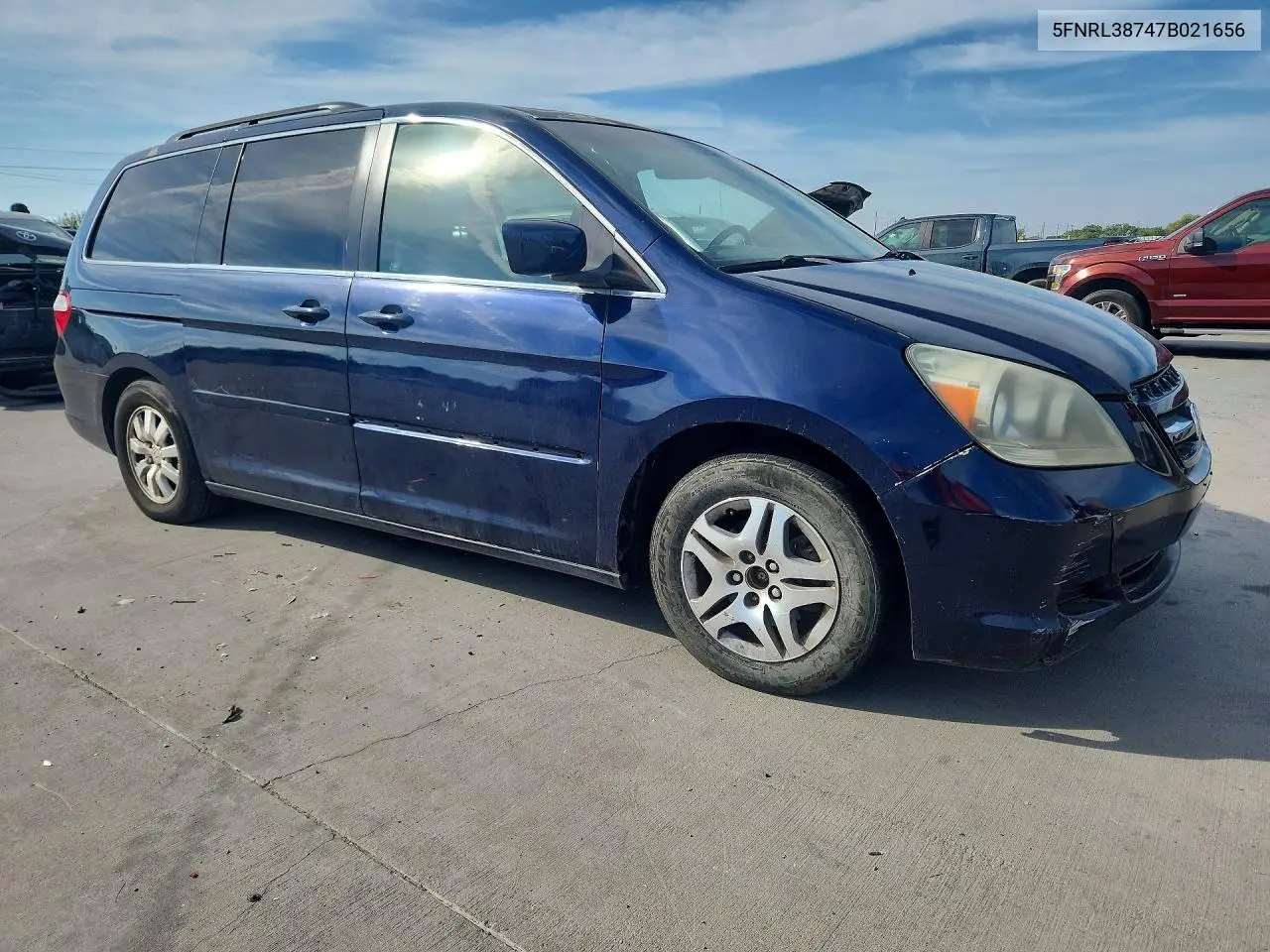 2007 HONDA ODYSSEY VIN 5FNRL38747B021656 — фото 4