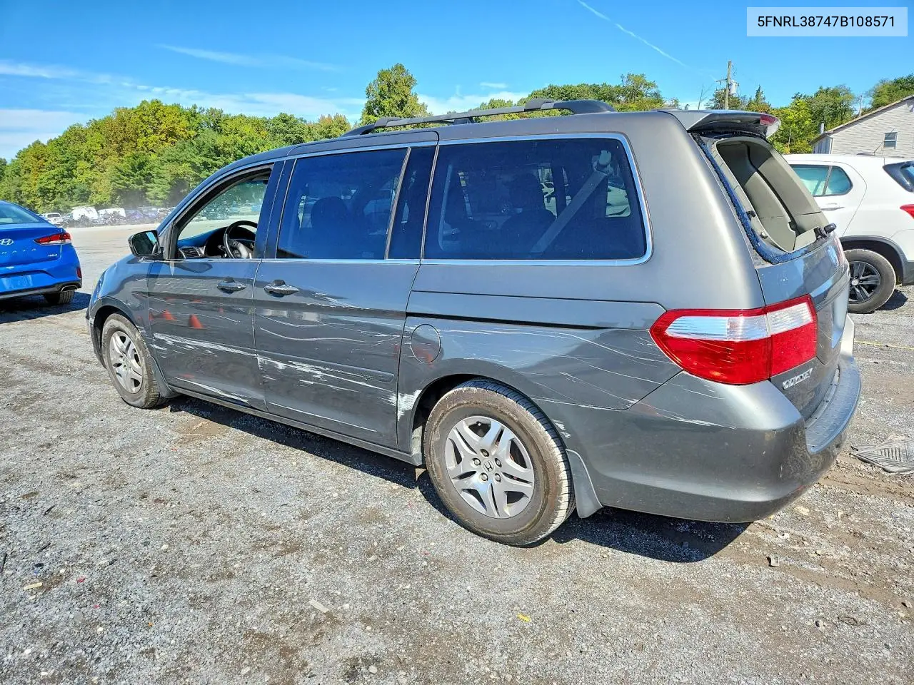 2007 HONDA ODYSSEY VIN 5FNRL38747B108571 — фото 2