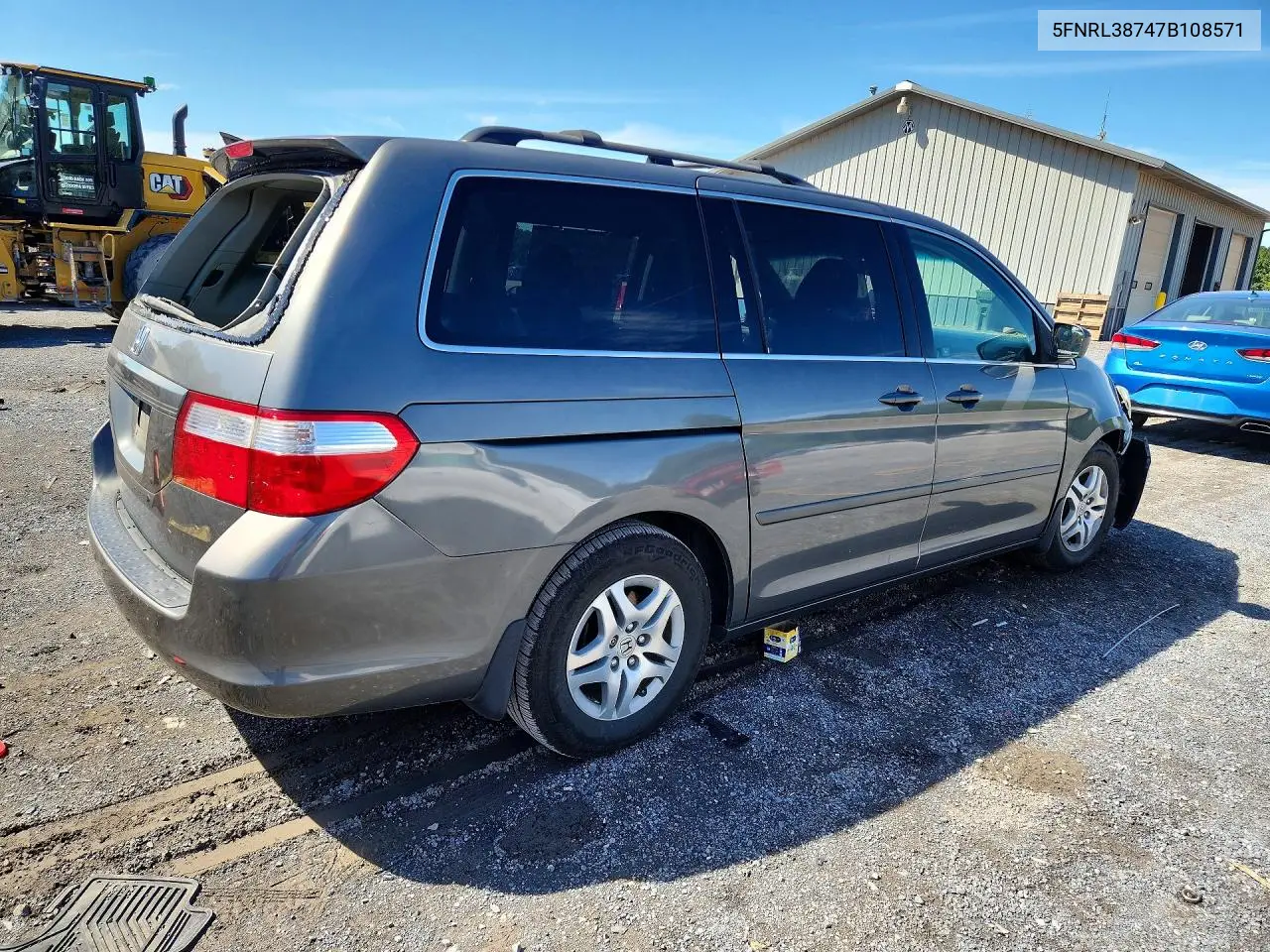 2007 HONDA ODYSSEY VIN 5FNRL38747B108571 — фото 3